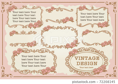 A set of antique decorative frames using rose flowers. Vector material 72208145