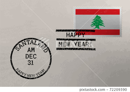Postage stamp envelope with Lebanon flag and New Year stamps, vector 72209390