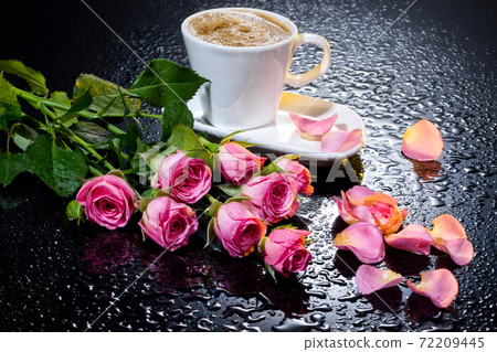 Roses And Cup Of Coffee Roses And Cup Of Coffee 72209445
