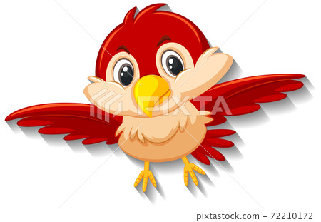 Cute red bird cartoon character 72210172