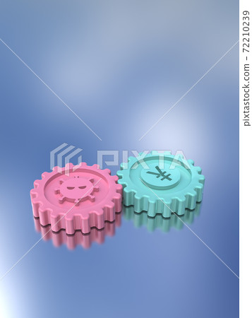 Balance of corona measures and economic measures represented by gears CG illustration Balance of corona measures and economic measures represented by gears CG illustration 72210239