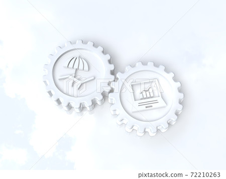 Work-life balance between work and vacation represented by gears CG illustration Work-life balance between work and vacation represented by gears CG illustration 72210263