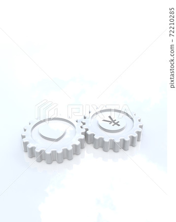Balance of love and money represented by gears CG illustration Balance of love and money represented by gears CG illustration 72210285