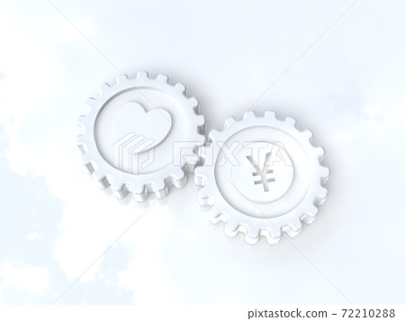 Balance of love and money represented by gears CG illustration 72210288