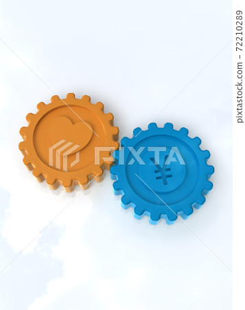 Balance of love and money represented by gears CG illustration 72210289
