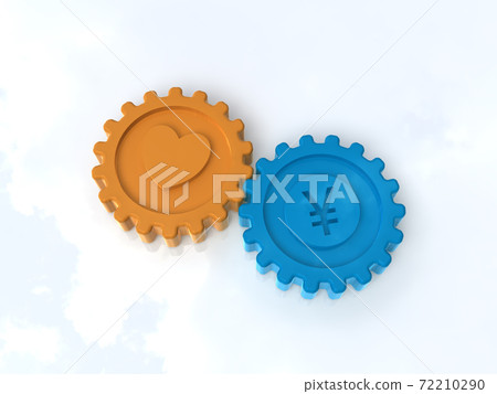Balance of love and money represented by gears CG illustration Balance of love and money represented by gears CG illustration 72210290
