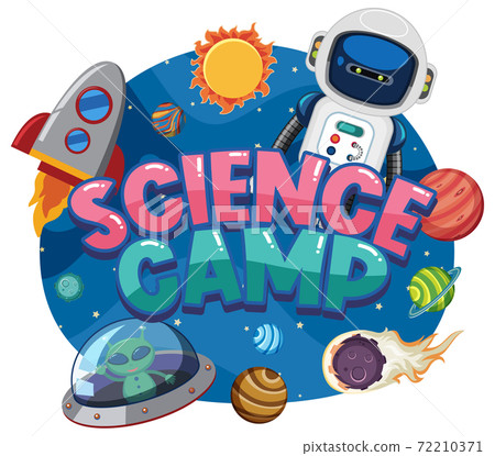 Science camp logo with space objects in the space 72210371