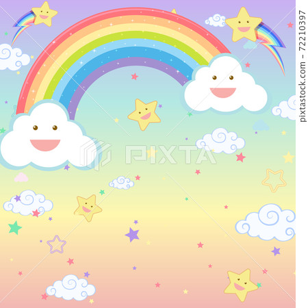 Rainbow with smiley cloud on blank rainbow pastel Rainbow with smiley cloud on blank rainbow pastel 72210397