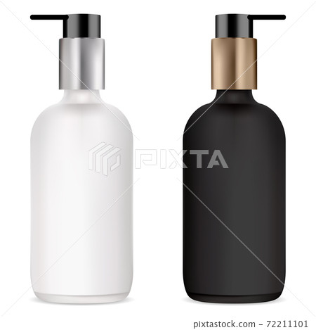 Pump bottle for cosmetic serum, black, white mockup 72211101