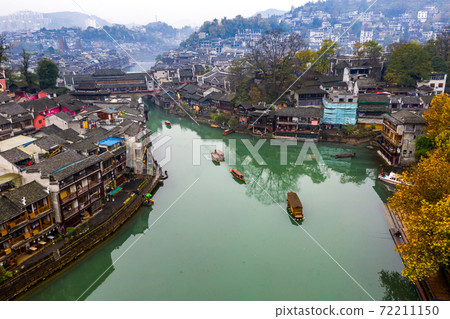 Drone view of Fenghuang ancient town in Hunan province, China Drone view of Fenghuang ancient town in Hunan province, China 72211150