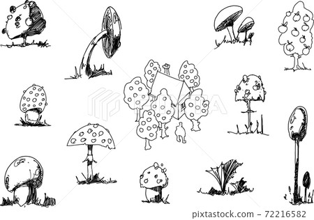 many hand drawn fantastic sketches of mushrooms and plants many hand drawn fantastic sketches of mushrooms and plants 72216582