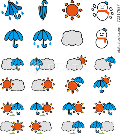 Thick line weather mark summary set (variation) 72217687