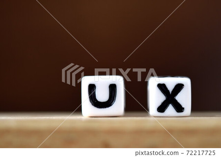 UX字符。詞的特寫鏡頭成串珠狀。用戶體驗。 UX字符。詞的特寫鏡頭成串珠狀。用戶體驗。 72217725