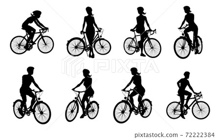 Bike and Bicyclist Silhouettes Set 72222384