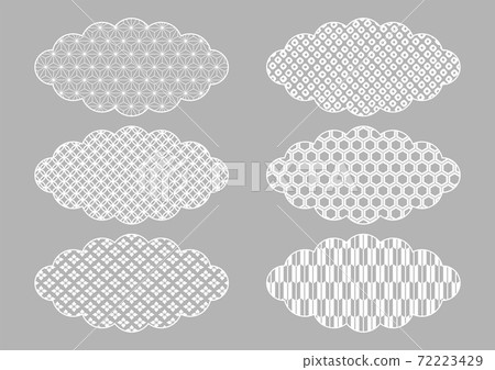 Japanese pattern cloud Illustration material Silver background (hemp leaf cloisonne Hanabishi Kanoko squeezing turtle shell Yazaki) 72223429