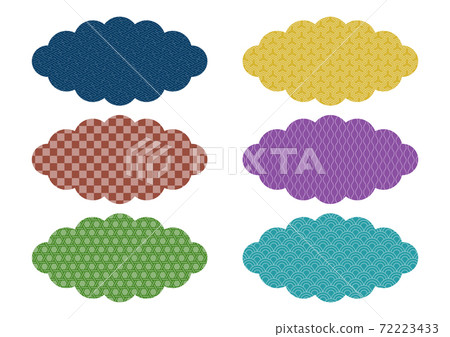 Japanese pattern cloud Illustration material Colorful (Saaya-shaped checkered pattern Kagome Bishamon Tortoise shell Tachibana Qinghai wave) 72223433