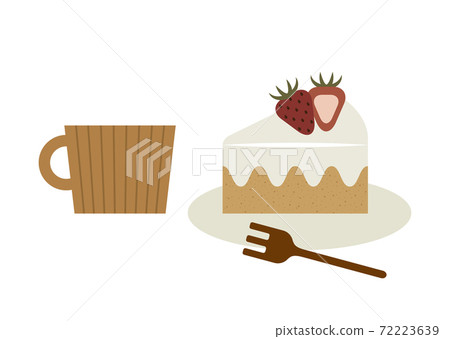 Strawberry shortcake and coffee illustration 72223639