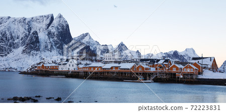 traditional norwegian wooden house rorbu 72223831