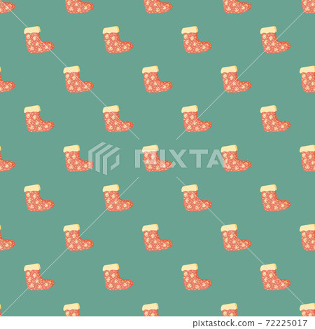 Traditional seamless pattern with winter gift socks silhouettes. Blue pastel background. 72225017