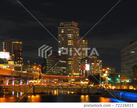 從中之島花園大橋看的大江大橋夜景 從中之島花園大橋看的大江大橋夜景 72226015