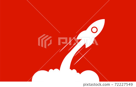 White rocket launch isolated on red background.... - Stock Illustration ...