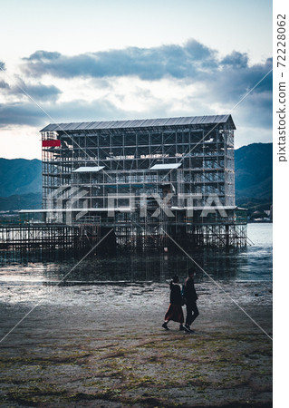 Hiroshima Prefecture Miyajima Itsukushima Shrine Torii under construction Hiroshima Prefecture Miyajima Itsukushima Shrine Torii under construction 72228062