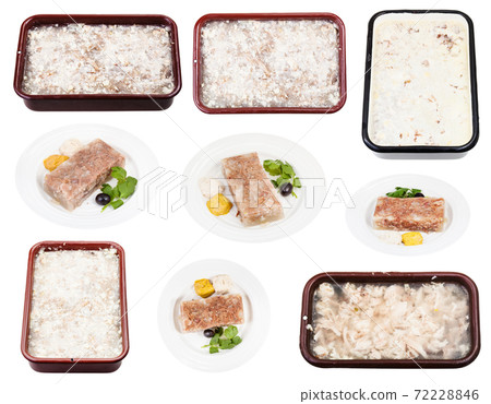 set of cooked russian cold jellied meat isolated set of cooked russian cold jellied meat isolated 72228846