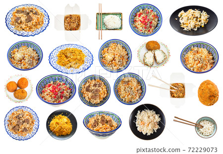 collection of various dishes from rice isolated collection of various dishes from rice isolated 72229073