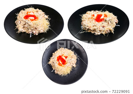 served Quail Nest salad isolated on white served Quail Nest salad isolated on white 72229091