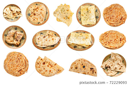 set of various naan (Indian flatbread) isolated 72229093