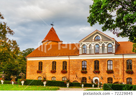 Manor Castle Facade and Garden Landscape 72229845