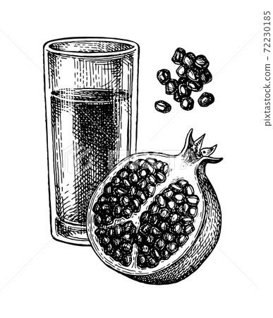 Ink sketch of pomegranate juice. Ink sketch of pomegranate juice. 72230185