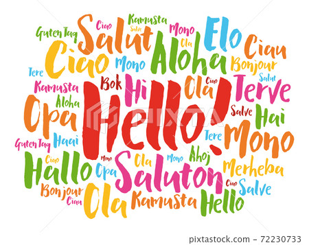 Hello word cloud in different languages of the world 72230733