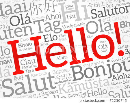 Hello word cloud in different languages of the world 72230745