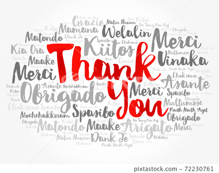 Thank You word cloud in different languages, concept background 72230761
