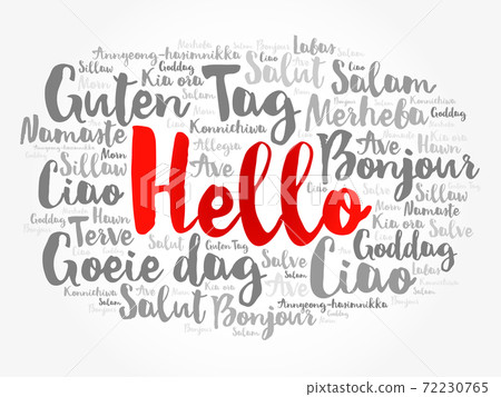 Hello word cloud in different languages of the world 72230765