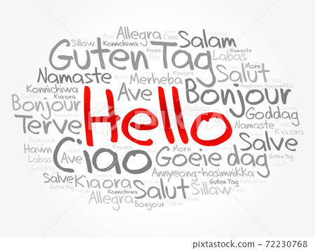 Hello word cloud in different languages of the world 72230768