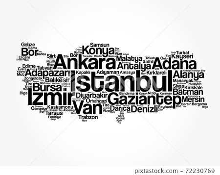 List of cities in Turkey word cloud map, business and travel concept 72230769