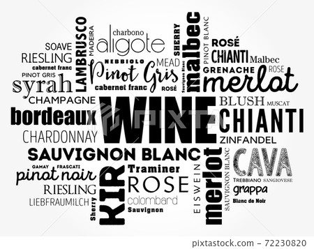 WINE VARIETALS Types word cloud collage, concept background 72230820