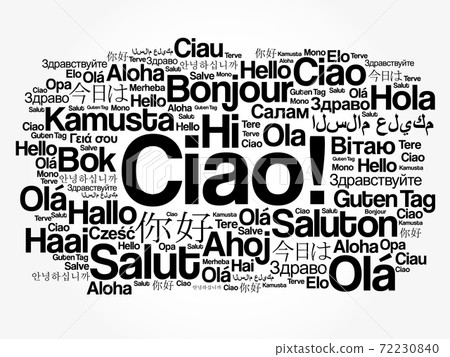 Ciao (Hello Greeting in Italian) word cloud in different languages 72230840