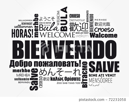 Bienvenido Text Drawing Stock Vector, Royalty-Free