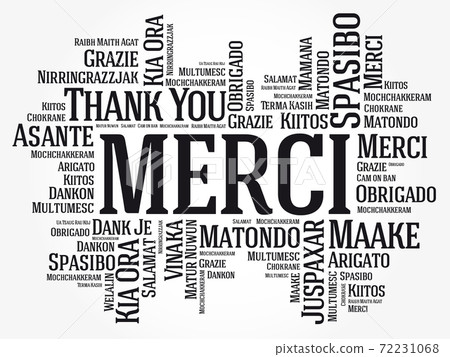 Merci (Thank You in French) Word Cloud background Merci (Thank You in French) Word Cloud background 72231068