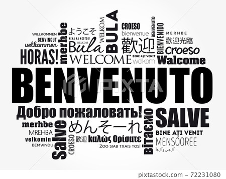 Benvenuto (Welcome in Italian) word cloud in different languages Benvenuto (Welcome in Italian) word cloud in different languages 72231080