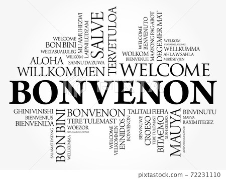 Bonvenon (Welcome in Esperanto) word cloud concept 72231110