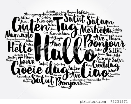 Hallo (Hello Greeting in German) word cloud in different languages 72231371