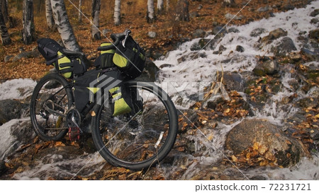 The mixed terrain cycle touring bike with Stock Photo