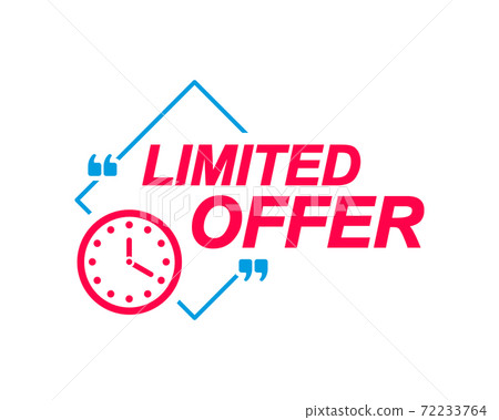 Limited Offer labels. Speech bubbles with clock icon. Advertising and marketing sticker. Limited Offer labels. Speech bubbles with clock icon. Advertising and marketing sticker. 72233764