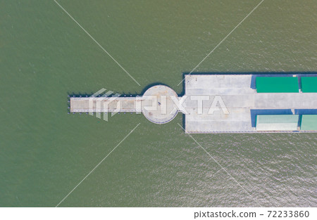 Aerial view of Ang Sila in Sri Racha district with sea, Chonburi skyline, Thailand. Urban city in Asia. Architecture landscape background. 72233860