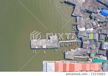 Aerial view of Ang Sila in Sri Racha district with sea, Chonburi skyline, Thailand. Urban city in Asia. Architecture landscape background. 72233863