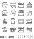 Market, Kiosk icon illustration vector set. Contains such icons as market store, shop, store, stand,  and more. Expanded Stroke 72234020